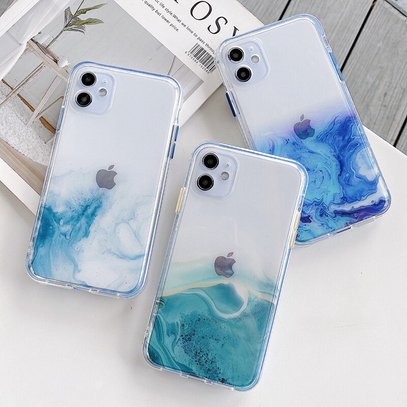 Luxury Marble Transparent Phone Case For iphone 11 12 mini