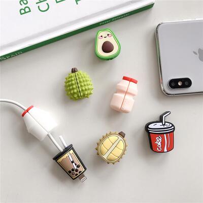 Cute Cartoon Avocado Durian Cola Cable Protector Data Line