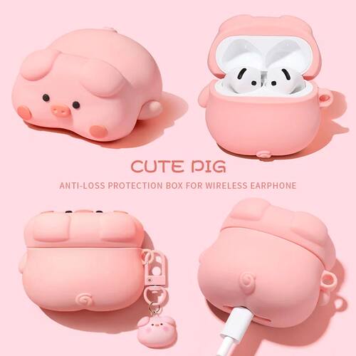 Cute Kawaii 3D Pig Cover For AirPods 4 Case Cartoon Cute Ear