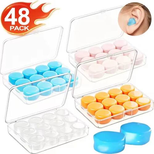 12Pcs/box Silicone Ear Plugs Reusable Earplugs for Sleeping