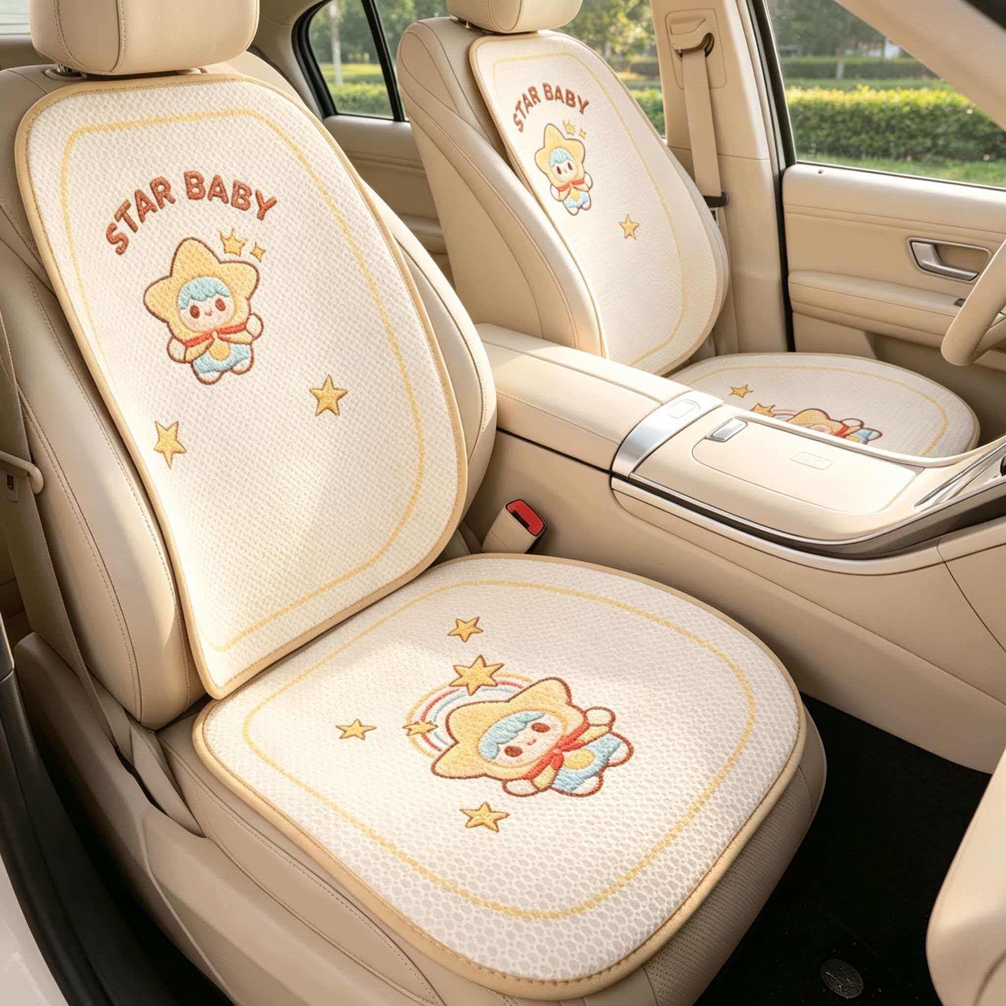 汽车坐垫四季通用夏季新款座垫可爱冰丝座椅套通风透气主驾驶座套