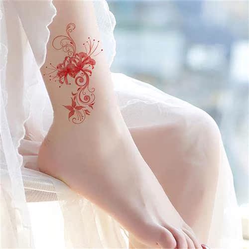 文身胸口水洗仿真后腰透明膝盖好看女士彼岸花纹身x贴