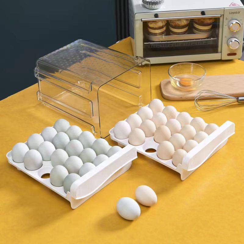 冰箱鸡蛋收纳盒厨房蛋盒收纳整理盒大容量专用气垫抽屉式鸡蛋盒,餐饮具,鸡蛋托,淘宝优惠券,粉丝福利购,淘宝优惠卷