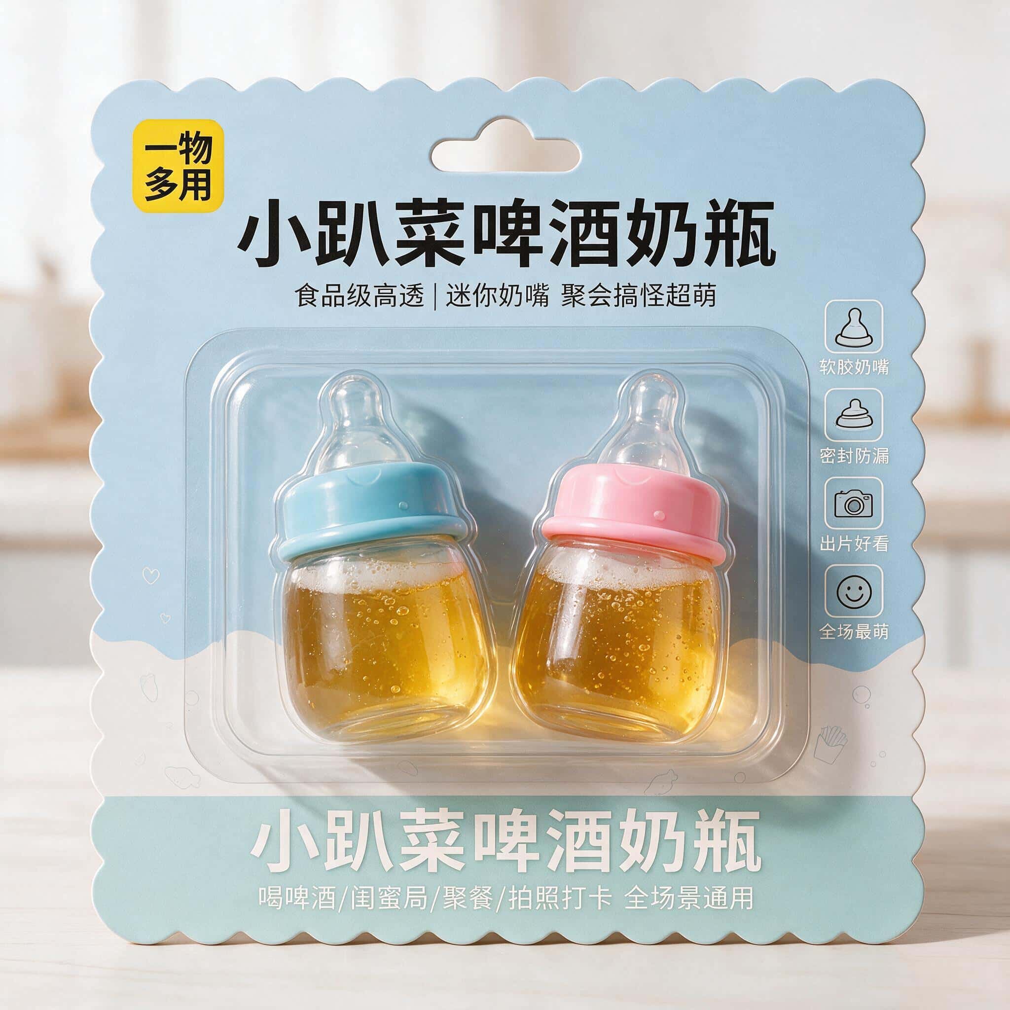 食品级高颜值小趴菜奶瓶啤酒杯