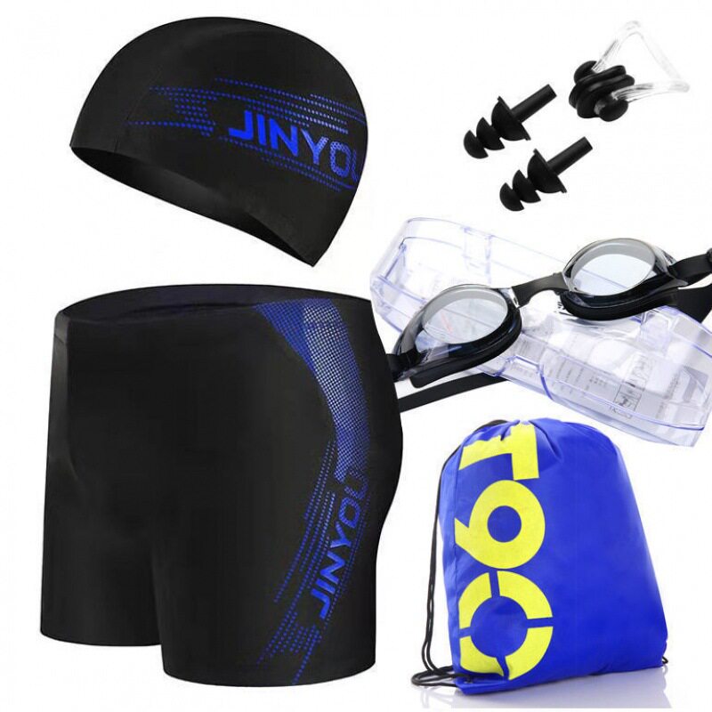 学生泳裤中大童成人高档双层防尴尬加大码短裤男童泳衣速干平角裤