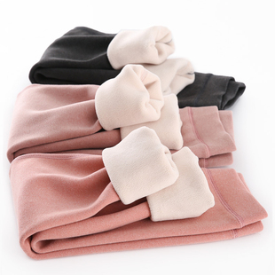 学生保暖裤秋冬女童加绒加厚秋裤德绒磨毛摇粒绒高腰纯色打底裤子