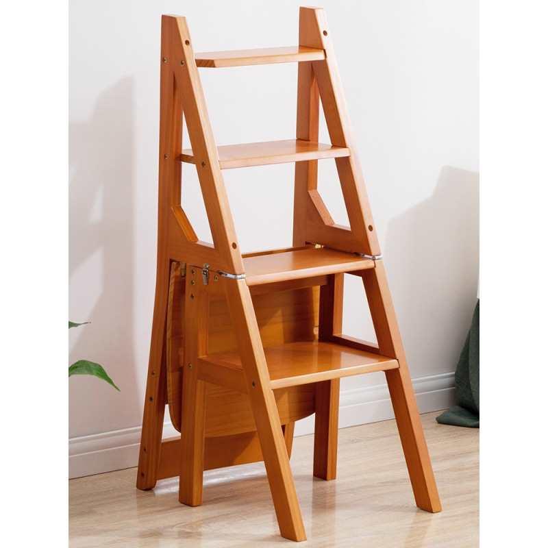梯子椅子折叠两用网红多功能小型轻便登高踏板楼梯家用实木梯椅