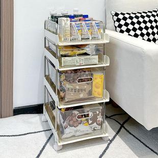 家用桌下移动抽屉收纳多层零食置物架小推车落地带滑轮化妆品推车