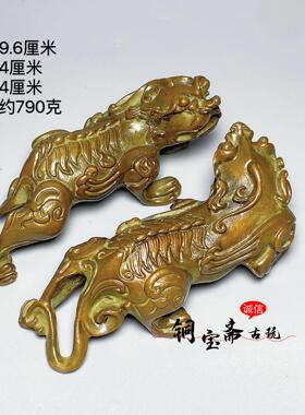 古玩铜器实心加大号貔貅手把件瑞兽镇宅招财茶宠茶台文房镇尺摆件