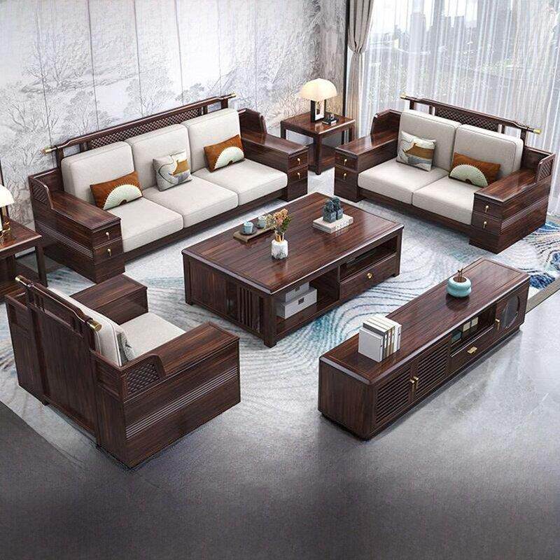 新中式转角贵妃实木沙发组合带储物客厅环保家具轻奢家用热卖款