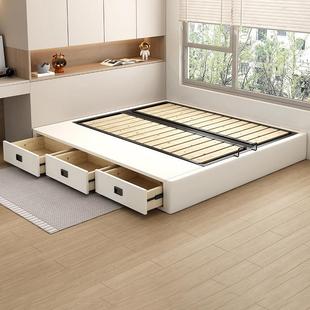 无床头现代简约主卧小户型榻榻米床排骨架床带抽屉收纳储物儿童床