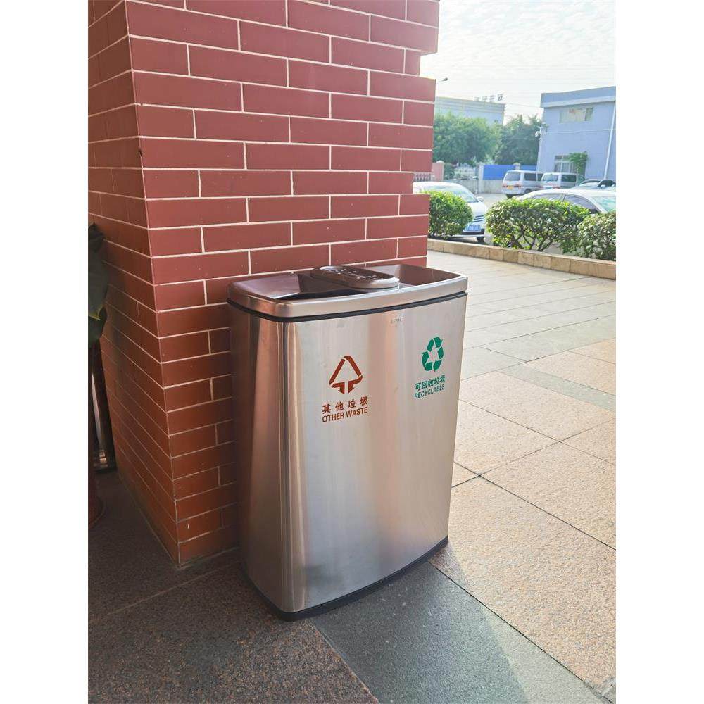 南方不锈钢二三四分类垃圾桶连体式无盖直投商场直扔桶地铁果皮箱