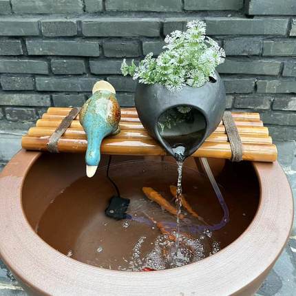 鱼缸过滤器水循环流水器瓷缸石槽圆形瓦缸养鱼增氧小型过滤泵