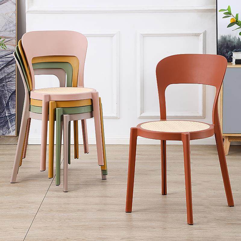 塑料椅子现代简约家用休闲书桌餐椅加厚靠背椅北欧藤编可叠放凳子