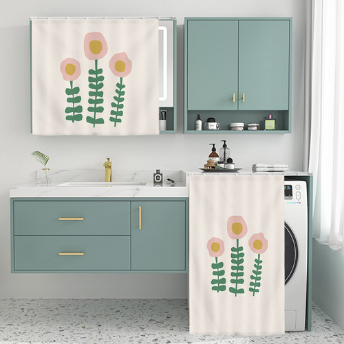 卧室梳妆台免打孔镜子遮挡帘