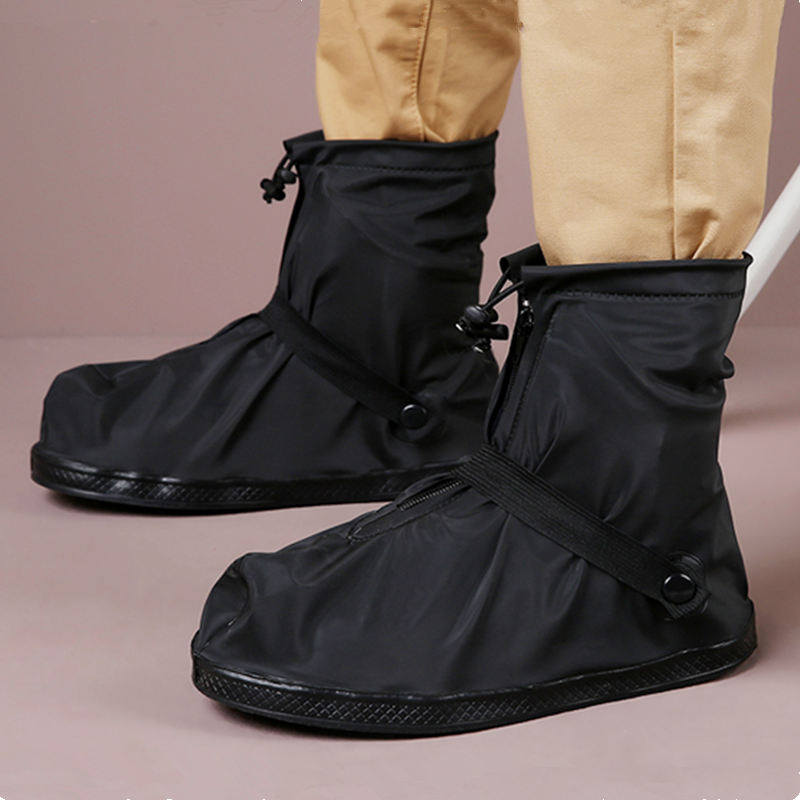 RAIN SHOE COVER ADULT MEN AND WOMEN OUTDOOR CYCLING WALKING RAINPROOF FOOT COVER LOW BARREL THICKENED WEAR RESISTANT ANTI-SLIP LARGE SIZE 45-47
