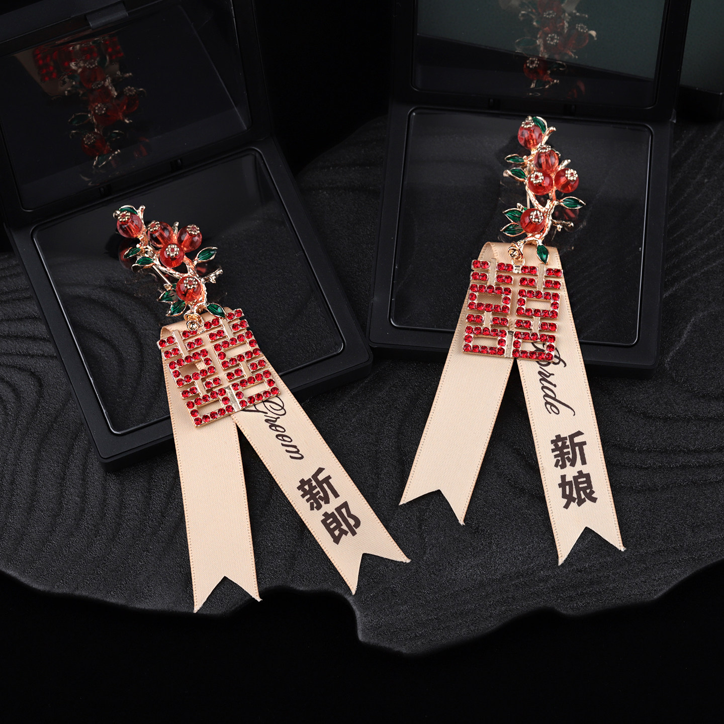 创意新郎新娘结婚胸花合金小胸针图片