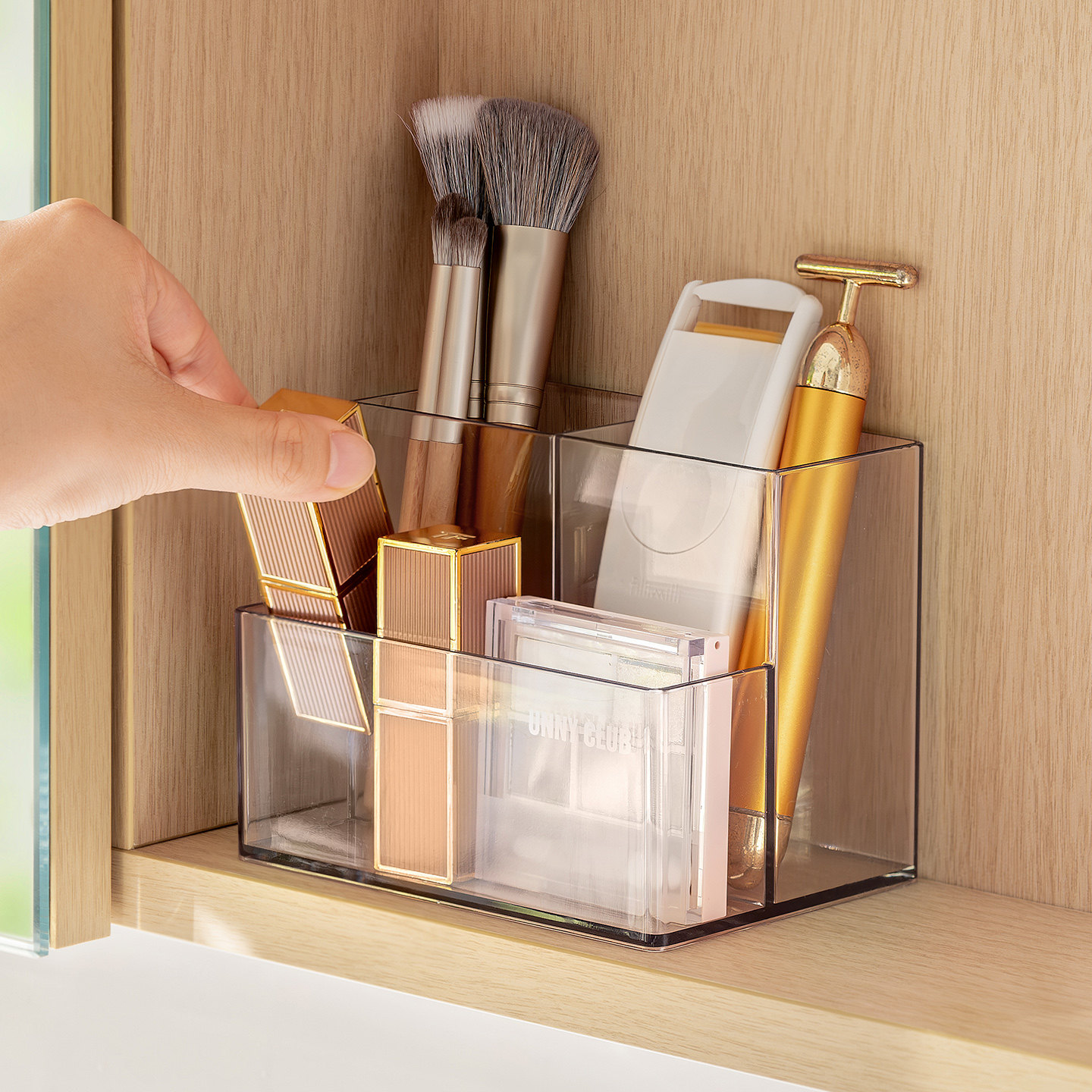 镜柜收纳盒口红化妆护肤品粉扑置物架子透明分格角落桌面整理,收纳整理,化妆刷收纳盒/桶,淘宝优惠券,粉丝福利购,淘宝优惠卷