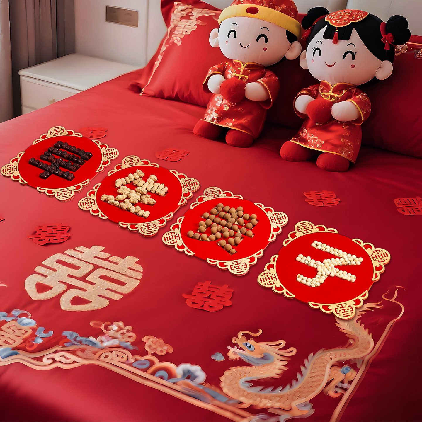 结婚庆用品大全创意新婚房布置婚礼新房装饰喜庆早生贵子摆件包邮