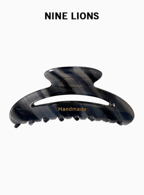 九只狮子（饰品）复古灰色醋酸抓夹后脑勺鲨鱼夹网红百搭马尾夹女