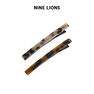 鸭嘴夹 气质百搭豹纹醋酸发夹边夹简约一字夹长款 九只狮子 饰品