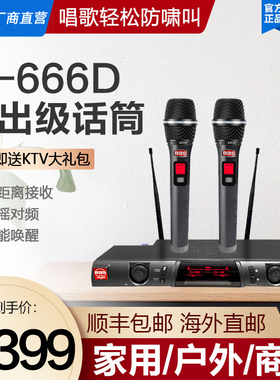 BBS U666D无线话筒一拖二KTV话筒U段家用娱乐K歌卡拉OK无线麦克风