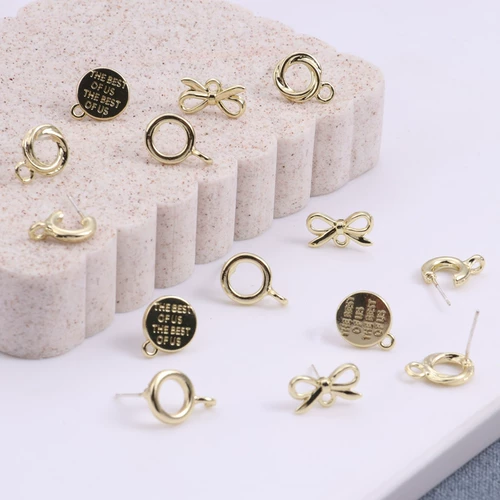 Медные золотые серьги с бантиком, аксессуар ручной работы, серебро 925 пробы, DIY