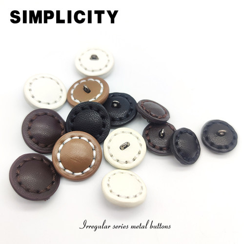 简约风缝线外套皮质圆形扣子