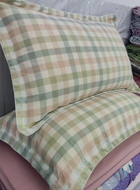 精细定制做全棉水洗棉枕套48*74cm一对装学生宿舍纯棉拉链枕头套