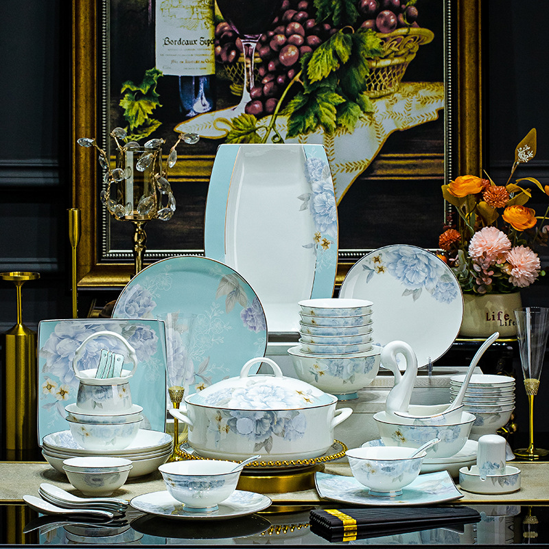 轻奢家用碗碟套装景德镇陶瓷餐具
