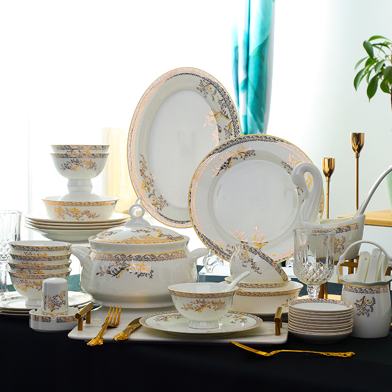 景德镇天鹅湖陶瓷餐具套装