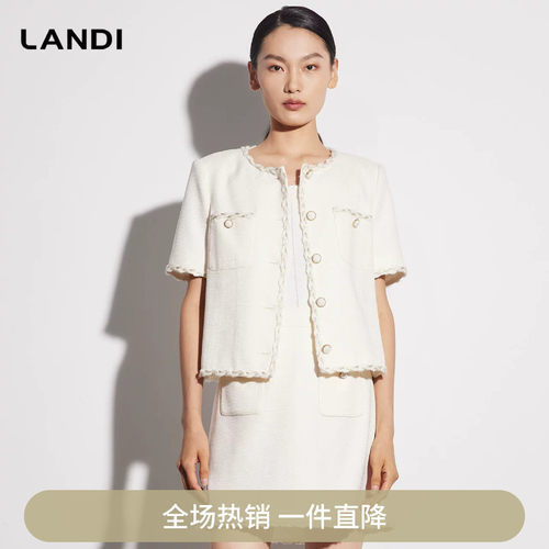 醋酸圆领小香风短外套