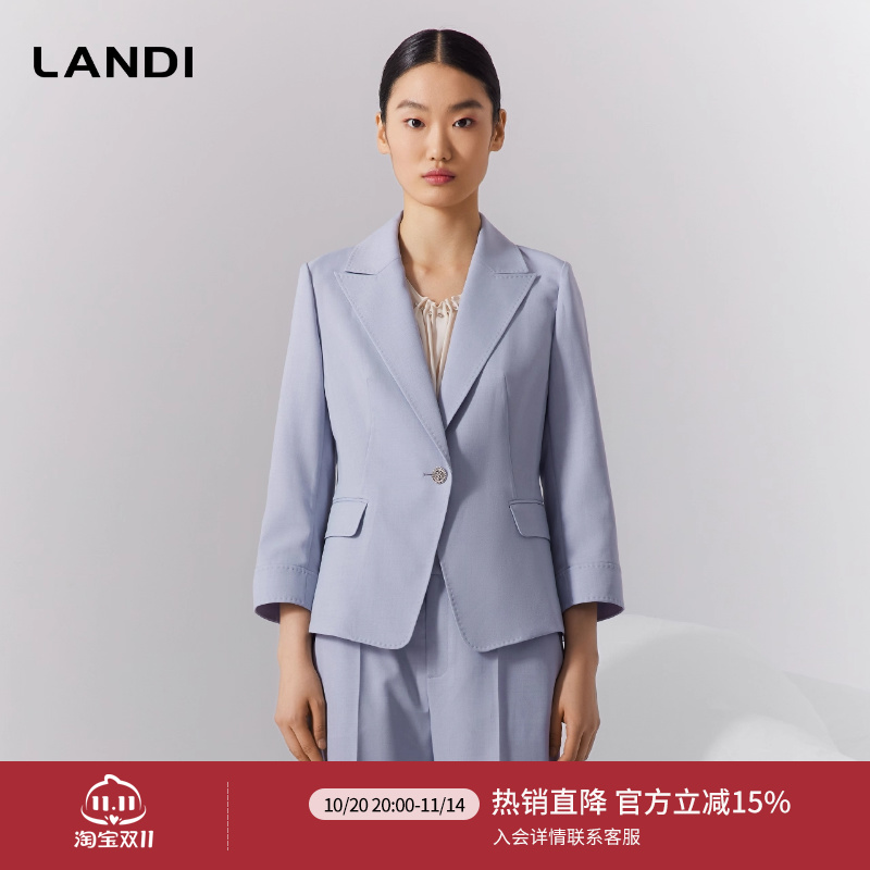 高冷职场风一粒扣九分袖收腰西装