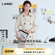 LANDI米色原创印花双排扣设计感长款 风衣外套女春新品