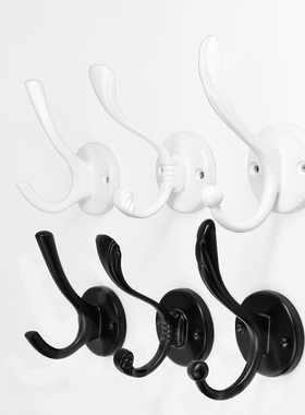 墙上挂钩金属打孔黑色墙壁挂衣钩单个壁挂玄关鞋柜衣柜衣服勾衣帽