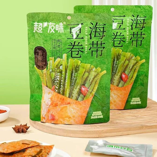 超友味100g海带竹笋金针菇杏鲍菇豆卷香辣香脆夜宵解馋下饭菜零食