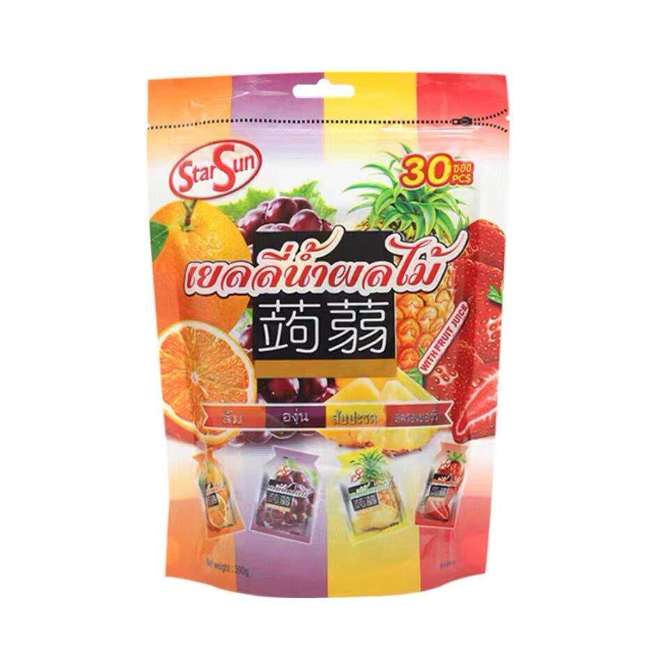 泰国进口零食StarSun综合水果汁蒟蒻魔芋吸吸果冻可吸布丁30枚入