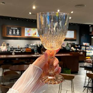 ins玻璃杯浮雕260ml香槟杯家用红酒杯氛围感甜酒杯高脚杯葡萄酒杯