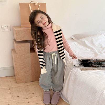 男女童宝宝冬季保暖加厚280g羊毛拉架纯色内搭高领打底衫