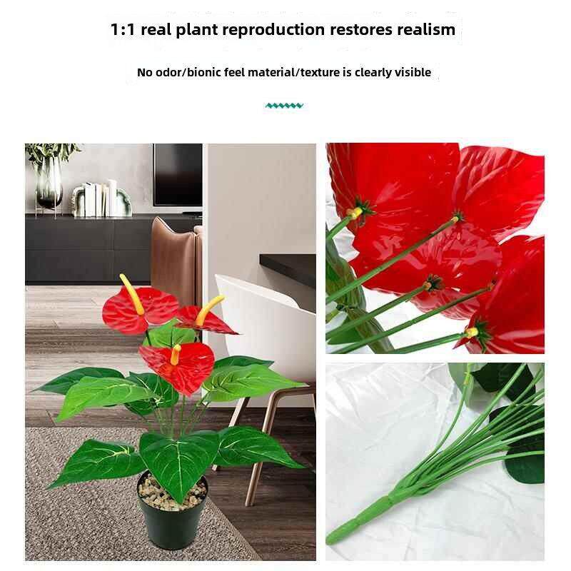 包邮彷真绿植红掌假花客厅装饰绿色落地塑料假花摆设盆栽盆景