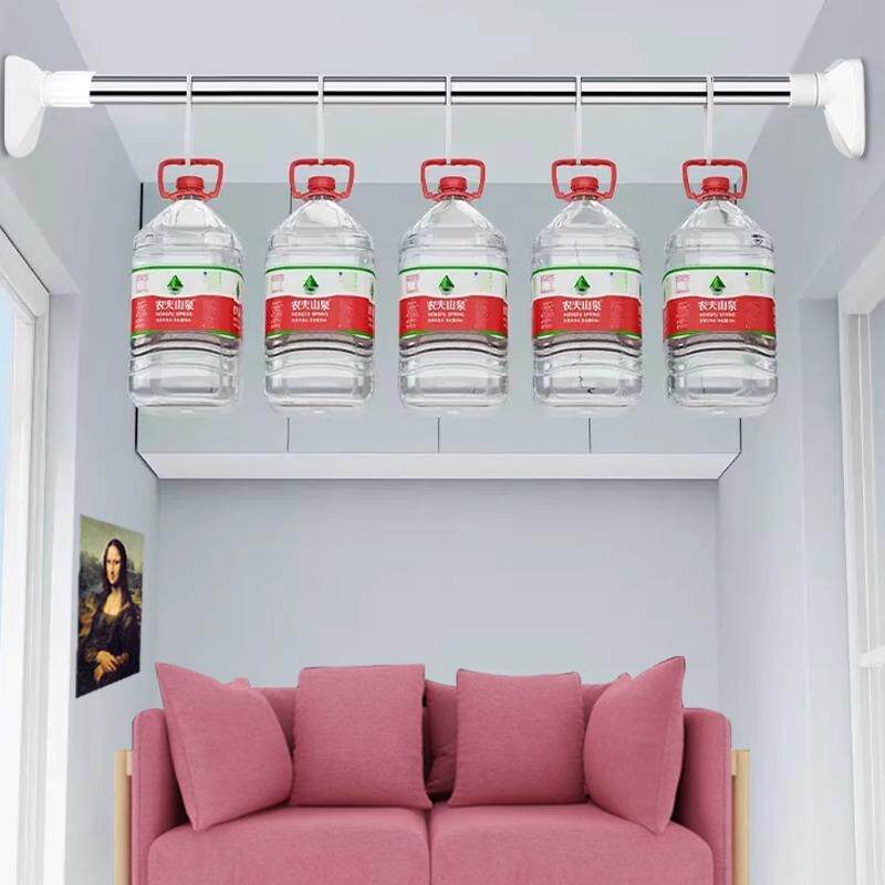 晾衣杆阳台固定式免打孔不锈钢晾衣杆一根可伸缩晾晒杆衣服支撑杆