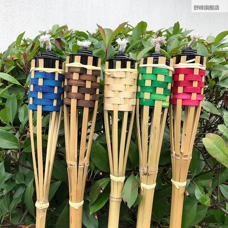 厂色多多规派格竹火把竹火炬会节庆工篝火晚露营对灯 加油后使用