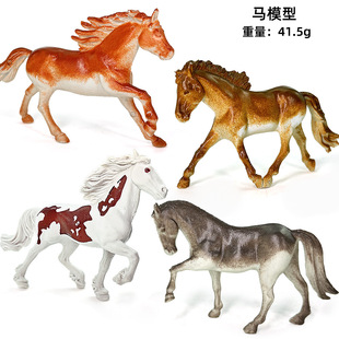 新款4款7-8厘米实心仿真马动物模型农场马一家子实心牧马套装玩具