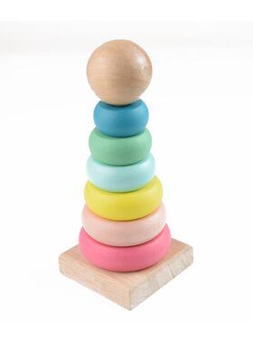 彩虹塔彩虹套柱叠叠乐0.13儿童早教颜色数量认知木制套圈玩具