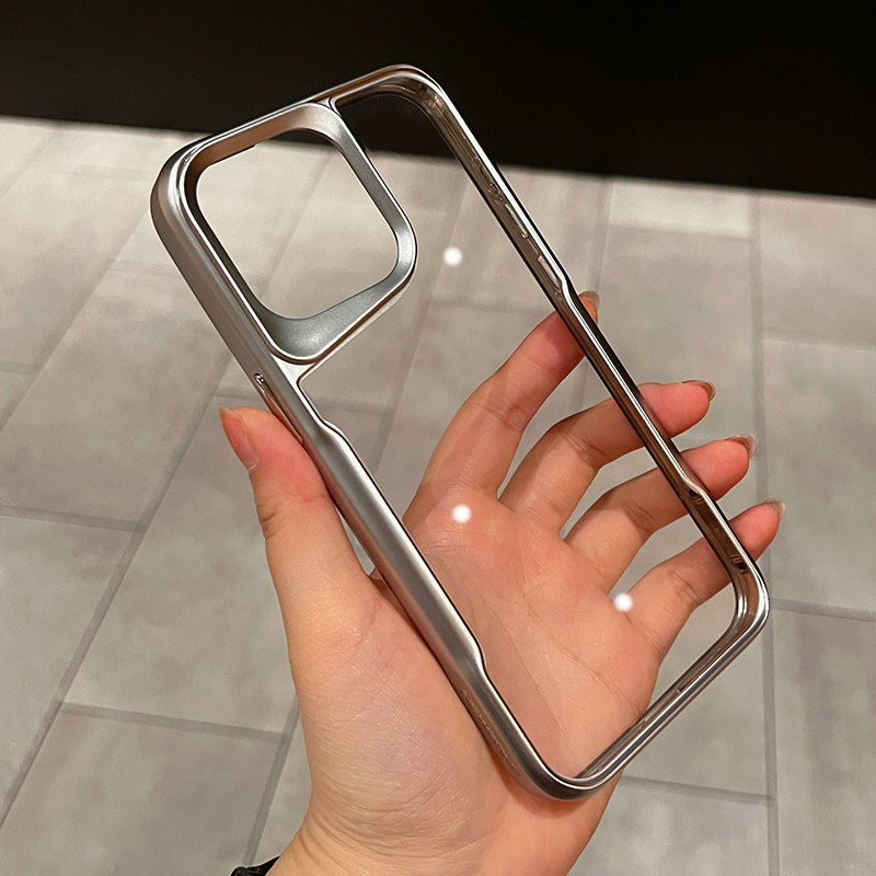 不规则边框适用苹果15promax手机壳新款钛灰色iPhone14pro大孔镜框13透明12小众高级感15男女款14防摔