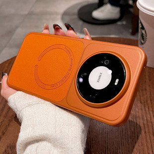 磨砂荔枝纹适用华为mate80promax手机壳全包防摔mate70pro+新款轻薄高级磁吸mate60高端皮纹男女情侣保护套硬