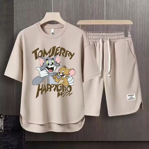 【今日特价】夏季男士运动套装韩版休闲短袖短裤T恤帅气衣服两件