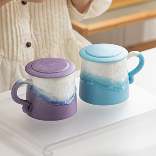 窑变结晶釉陶瓷泡茶杯家用办公室个人专用马克杯女士简约喝水杯子