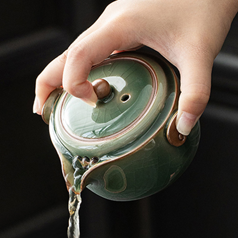 汝窑茶壶单个手抓壶开 片可养家用小号功夫茶具盖碗哥窑陶瓷泡茶,餐饮具,茶壶,淘宝优惠券,粉丝福利购,淘宝优惠卷