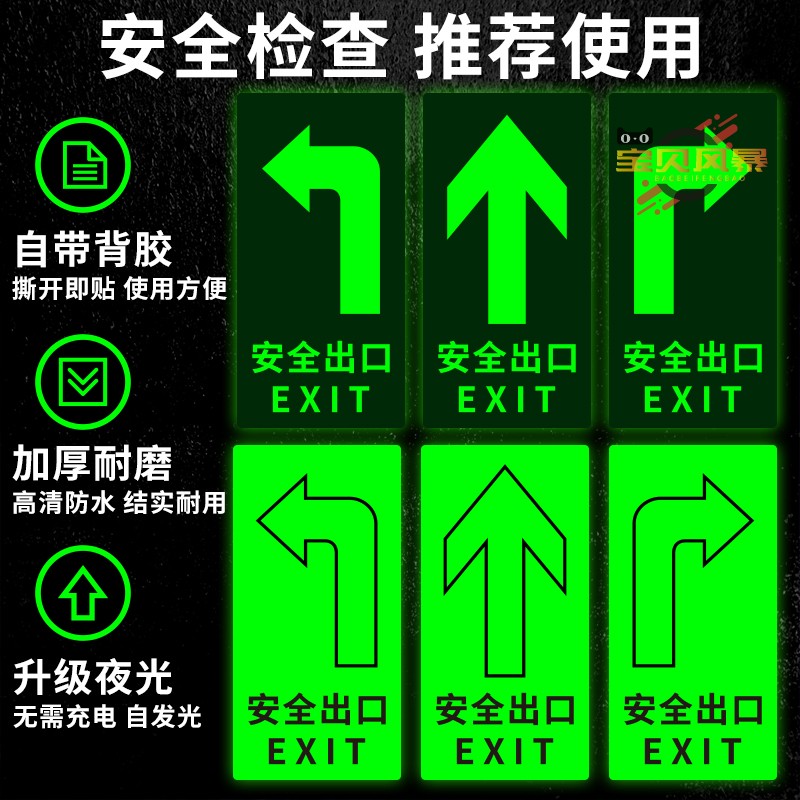 安全出口疏散应急通道标志警示贴